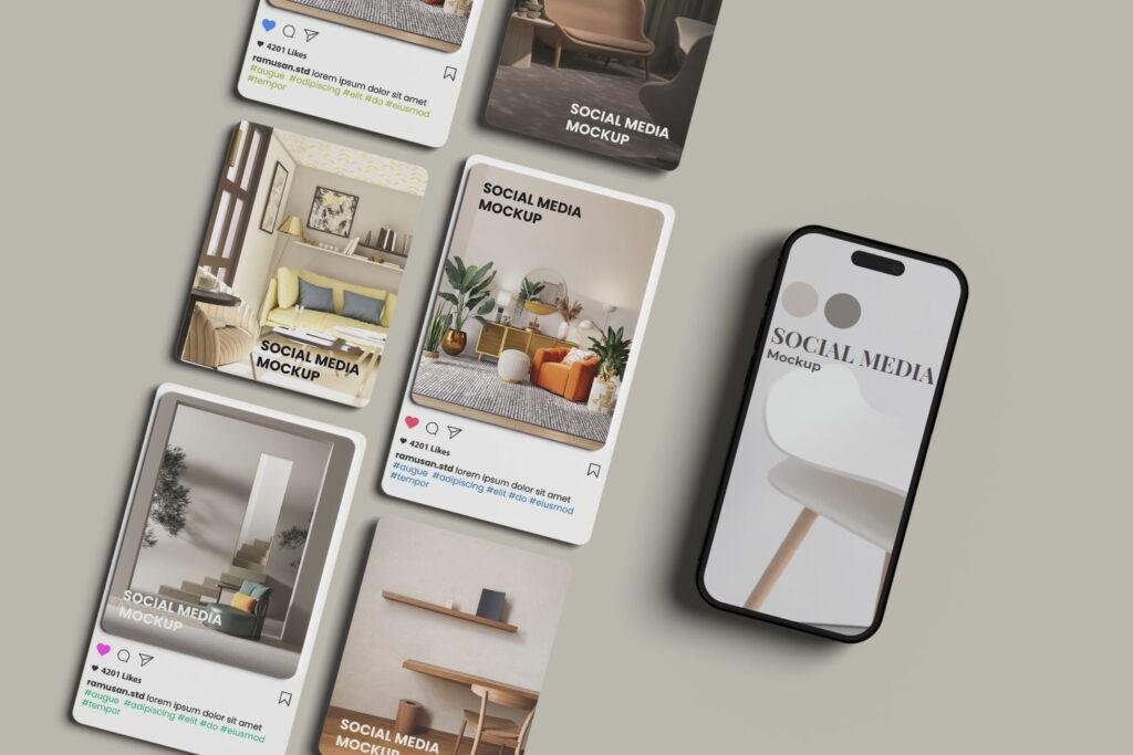 Social Media post mockup for a furniture brand.